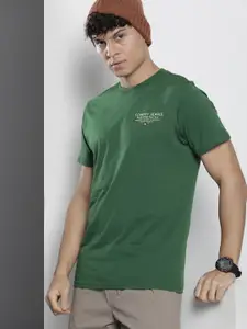 Tommy Hilfiger Men Brand Logo Printed Pure Cotton Slim Fit T-shirt