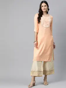 Readiprint Floral Embroidered Gotta Patti Jacquard Kurta