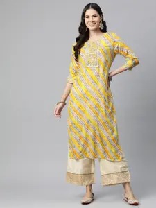 Readiprint Leheriya Printed Thread Work Kurta