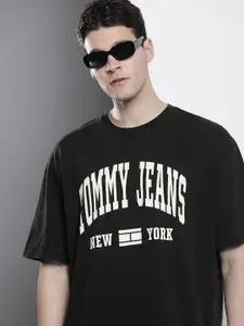 Tommy Hilfiger Men Brand Logo Printed Pure Cotton Oversized T-shirt