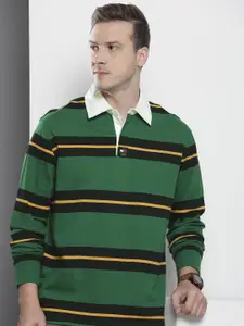 Tommy Hilfiger Striped Polo Collar Pure Cotton Oversized T-shirt