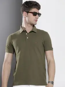 Tommy Hilfiger Men Polo Collar Pure Cotton Slim Fit T-shirt