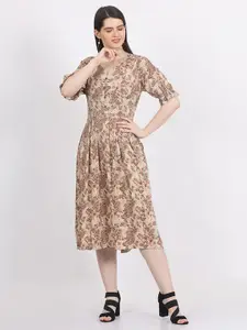MAIYEE Ethnic Motifs Printed Fit and Flare Dress