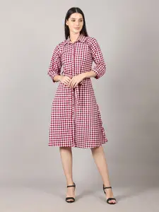 MAIYEE Checked Shirt Dress With Belt
