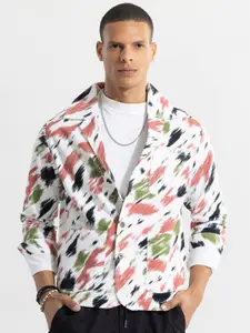 Snitch Pink Classic Boxy Abstract Printed Pure Cotton Casual Shirt