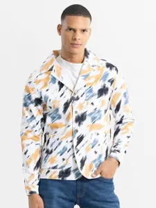 Snitch Blue Classic Boxy Abstract Printed Pure Cotton Casual Shirt