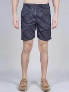 NEVER LOSE Men Mid-Rise Abstract Printed Dry-Fit Technology Sports Shorts