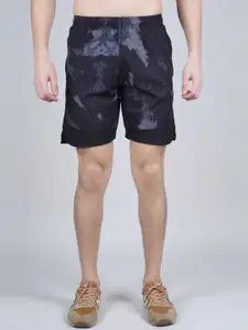 NEVER LOSE Men Abstract Printed Mid-Rise Dry-Fit Technology Sports Shorts