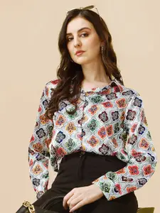 MIRCHI FASHION Relaxed Ethnic Motifs Printed Satin Casual Shirt