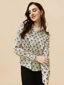 MIRCHI FASHION Relaxed Ethnic Motifs Printed Satin Casual Shirt