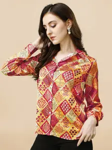 MIRCHI FASHION Relaxed Ethnic Motifs Printed Satin Casual Shirt