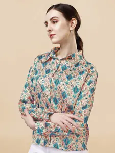 MIRCHI FASHION Relaxed Ethnic Motifs Printed Satin Casual Shirt