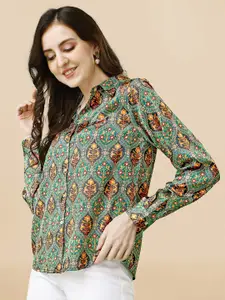 MIRCHI FASHION Relaxed Floral Printed Satin Casual Shirt