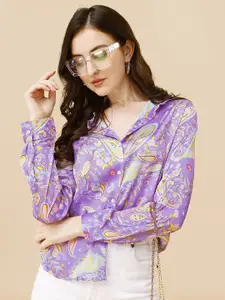 MIRCHI FASHION Women Purple Relaxed Floral Opaque Printed Formal Shirt