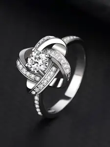 KARISHMA KREATIONS Silver- Plated CZ-Studded Ring