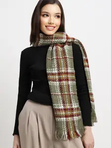 FOREVER 21 Women Olive Green Checked Scarf