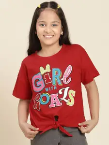 Kids Ville Girls Printed Pure Cotton T-shirt