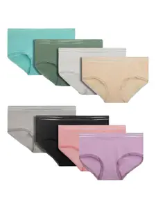 TOM & GEE Pack Of 8 Cotton Hipster Briefs 11693 PANTY - 8 PCS -S