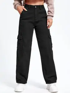 Kotty Women Black Jean Straight Fit High-Rise Stretchable Jeans