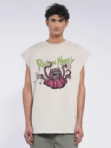 UNRL Rick & Morty Printed Oversized Muscle T-shirt