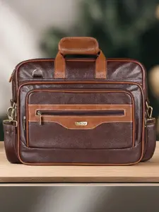 LOREM Unisex Maroon Textured Laptop Bag