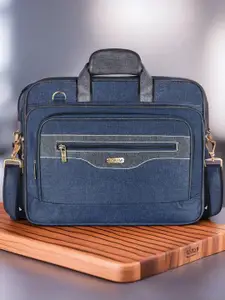LOREM Unisex Blue Textured Laptop Bag