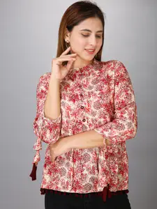 MAIYEE Red Floral Print Top