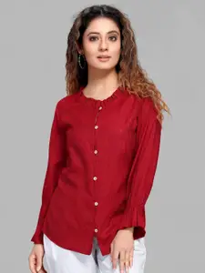MAIYEE Round Neck Bell Sleeve Shirt Style Top