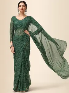Momina Fashion Green Bandhani Gotta Patti Pure Georgette Designer Bandhani Saree