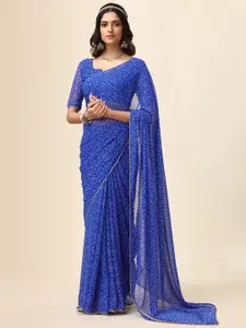 Momina Fashion Blue Bandhani Gotta Patti Pure Georgette Designer Bandhani Saree