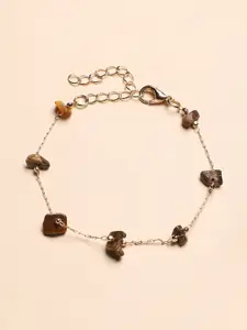 Sangria Gold-Plated Artificial Beaded Convertible Anklet Cum Bracelet
