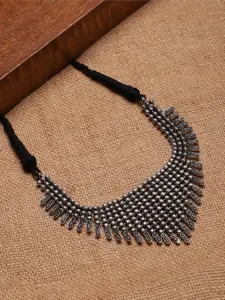 Sangria Silver-Plated Oxidised Necklace