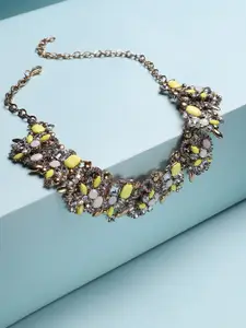 Sangria Gold-Plated Stone-Studded Necklace