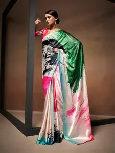 elora Multicoloured Colourblocked Satin Designer Saree