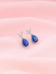 GIVA 925 Silver Midnight Blue Earrings