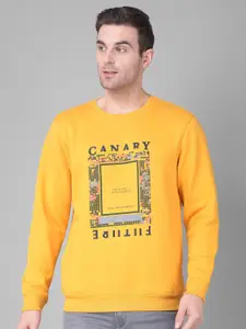 Canary London Men Mustard Printed Sweatshirt