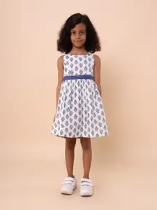 Sangria Girls Printed Pure Cotton Flared Dresses