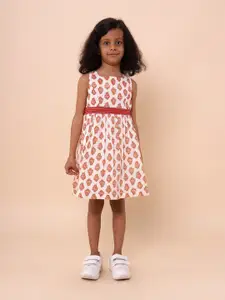 Sangria Girls Floral Printed Pure Cotton Flared Dresses