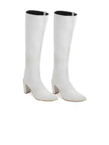 ZORI WORLD Women Snowflake Embellished Block-Heeled Boots