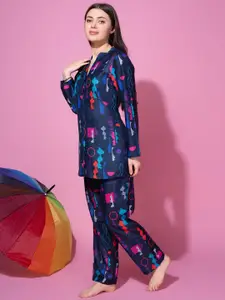 Bannos Swagger Abstract Printed Night Suit