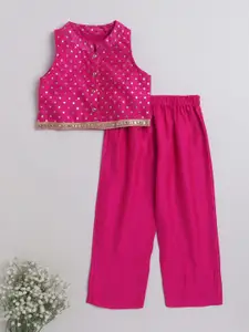 The Magic Wand Girls Fuchsia Embellished Top with Trousers