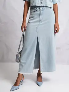 Tokyo Talkies Blue Denim Maxi A-Line Skirt