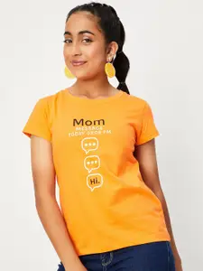 max Girls Typographic Printed Regular Fit Pure Cotton T-shirt