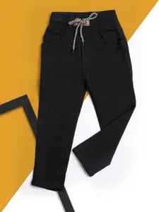 A-Okay Girls Black Slim Fit High-Rise Acid Wash Stretchable Jeans