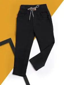 A-Okay Boys Black Slim Fit High-Rise Acid Wash Stretchable Jeans