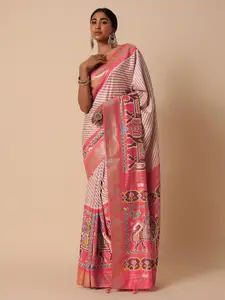 KALKI Fashion Striped Beads & Stones Detailed Patola Saree