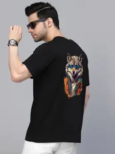 Elibolz Graphic Printed Round Neck Short Sleeves Cotton Oversized T-shirt