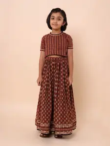 Sangria Girls Printed Pure-Cotton Lehenga Choli