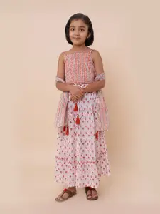 Sangria Girls Printed Pure Cotton Lehenga Choli & Dupatta
