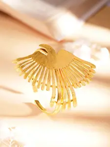 Rubans Women Gold-Toned & Gunmetal-Toned Brass Handcrafted Gold-Plated Cuff Bracelet